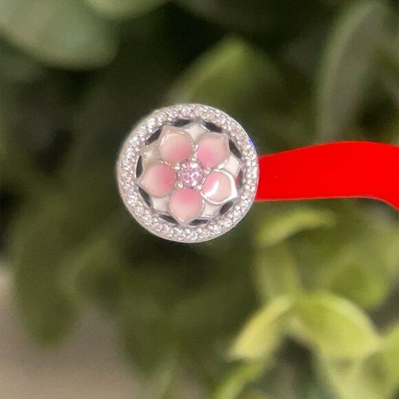 Pandora CZ Pale Cerise Magnolia Bloom Charm - Picture 2 of 5